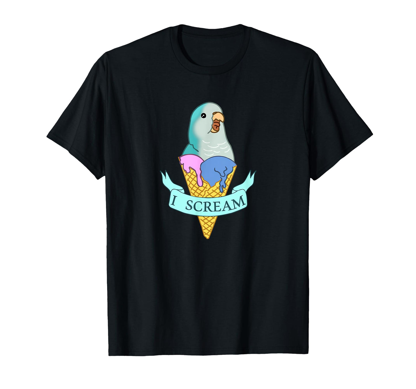 I scream Quaker Parrot, Funny Ice cream Blue Monk Parakeet T-Shirt