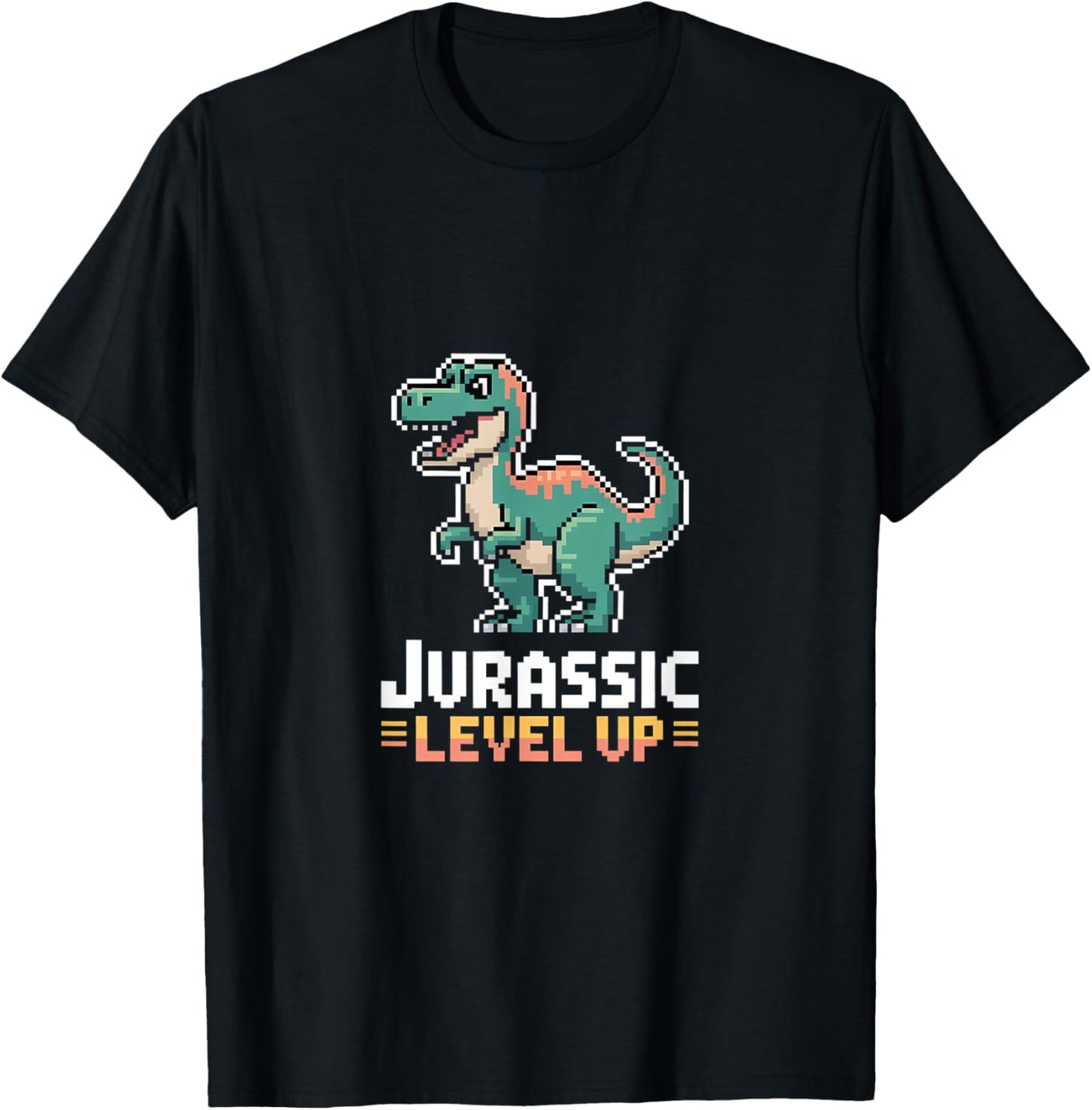 Jurassic Level Up Pixel Dinosaur Birthday Gamer T-Shirt