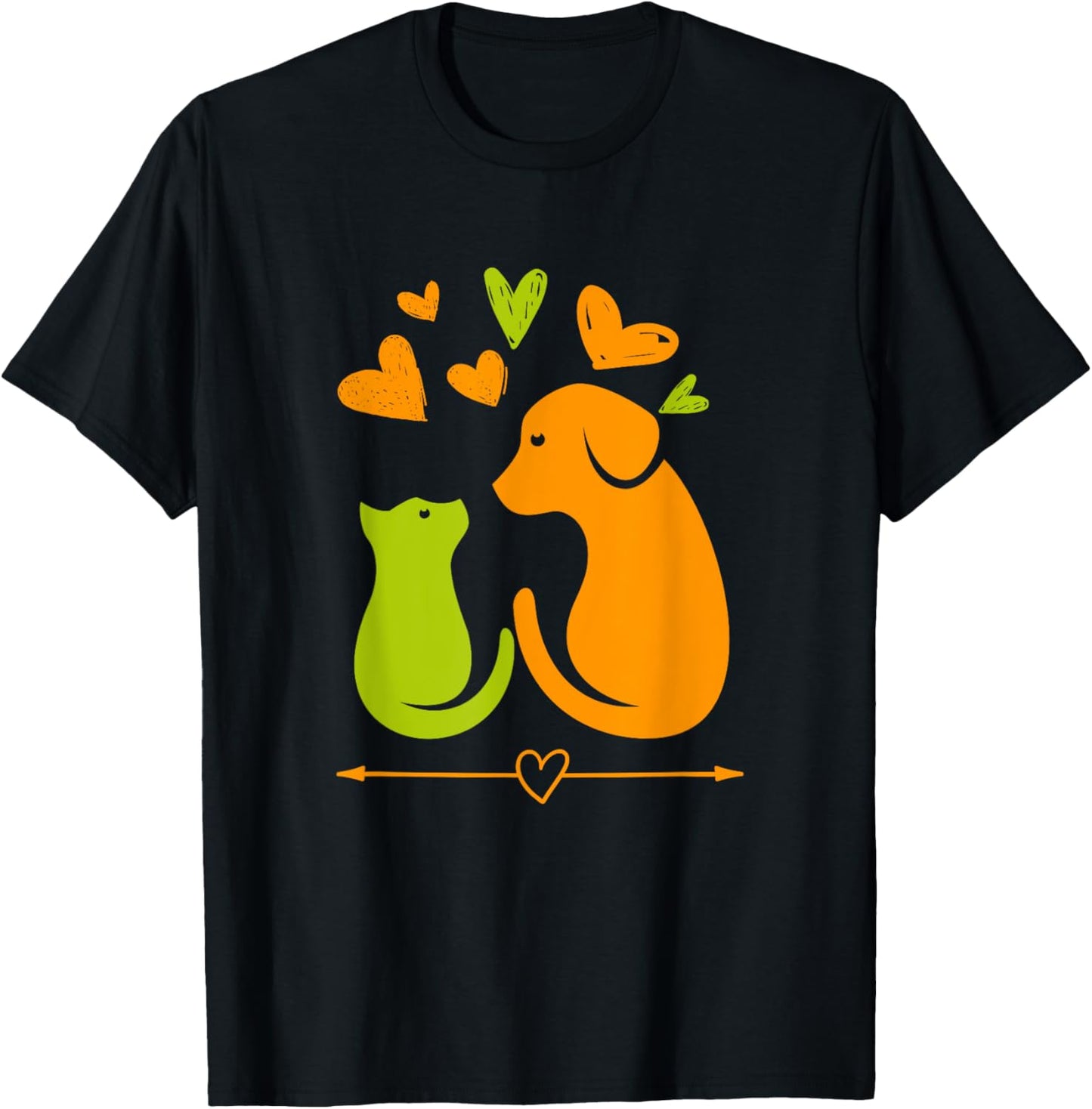 Dog Puppy and Baby Cat Heart Animal Dog & Cat Heart T-Shirt