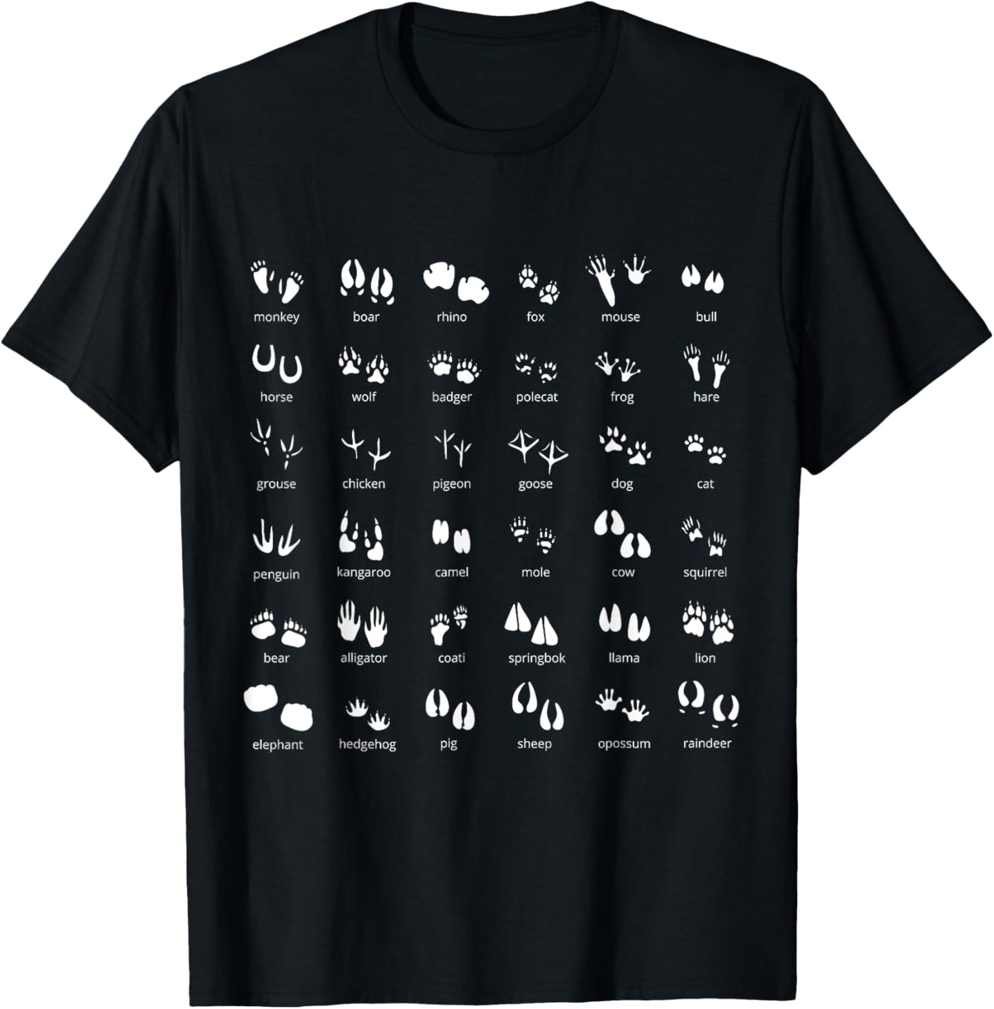 Animal Tracks Footprints Paws Nature Explorer Animals Lover T-Shirt