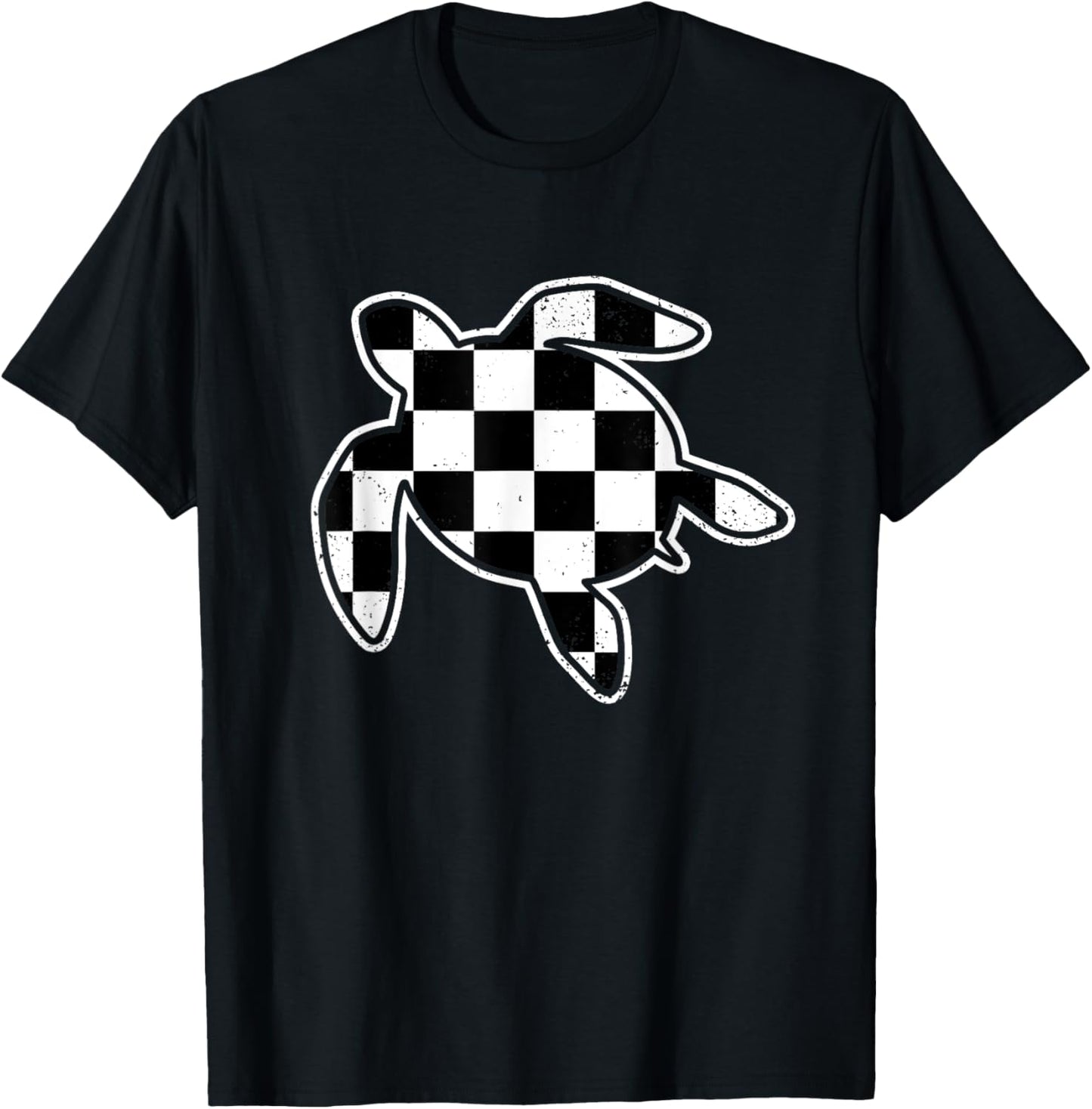 Checkered Sea Turtle Retro Vintage Checkered Sea Turtle T-Shirt
