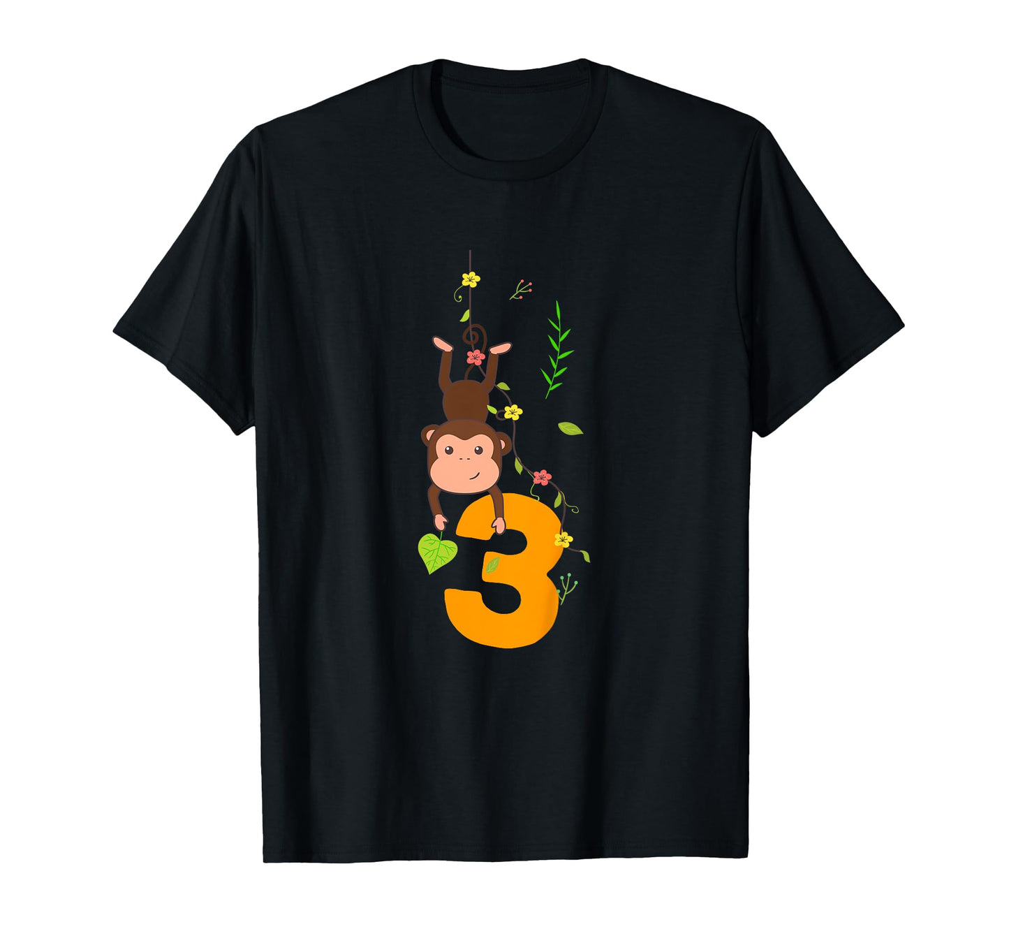 Kids Funny Cute Monkey Lover 3rd Birthday Three 3 Yr 3 Year Old T-Shirt
