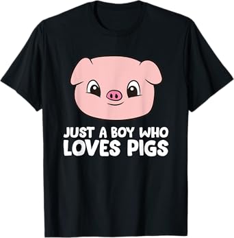 Pig Farmer Boy Just a Boy Who Loves Pigs T-Shirt