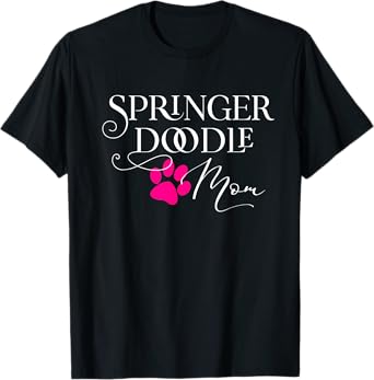 Springerdoodle Mom Pink Dog Paw T-Shirt