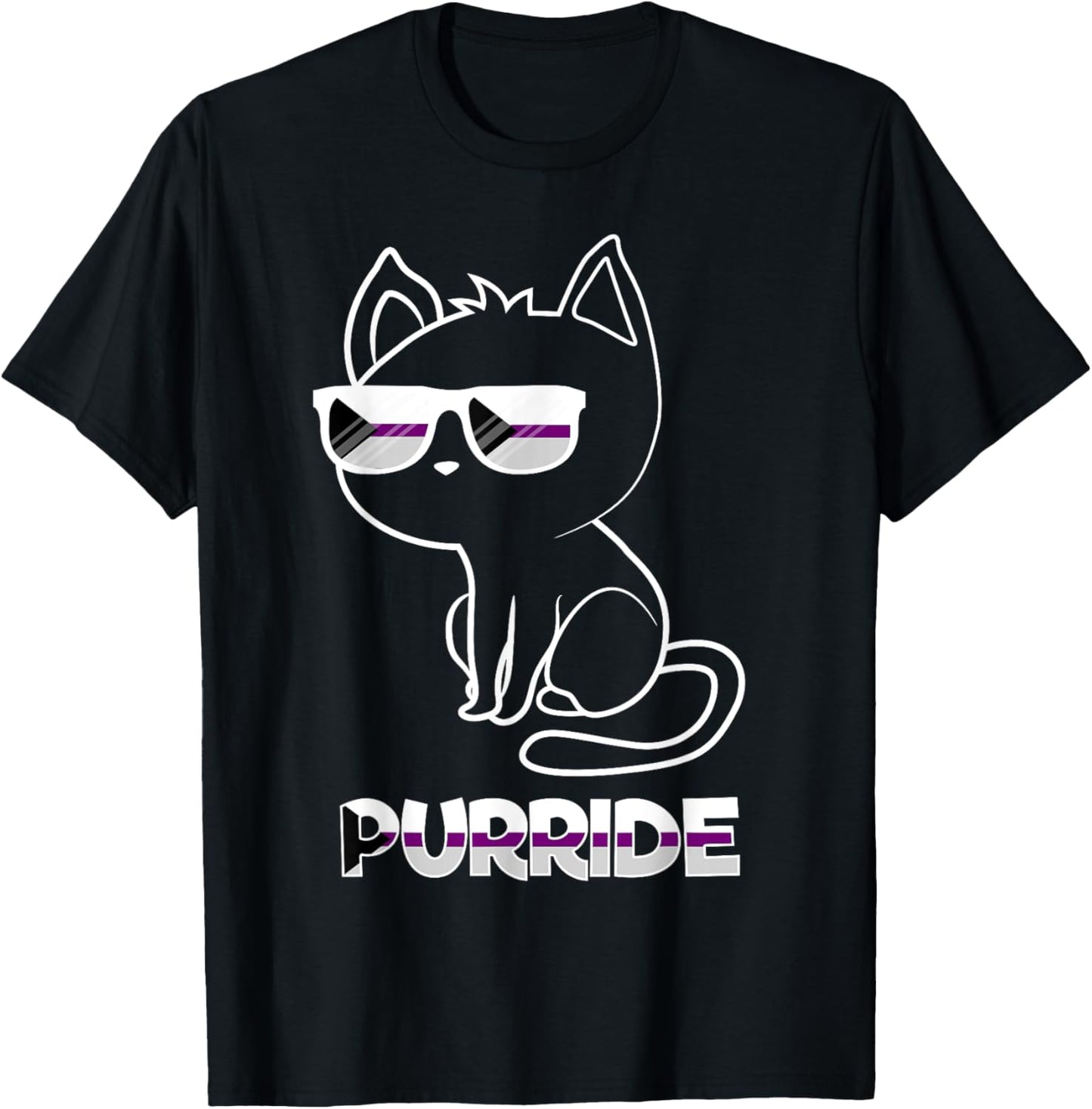 Purride Demisexual Flag Sunglasses Gay Pride Cat Lover Gift T-Shirt