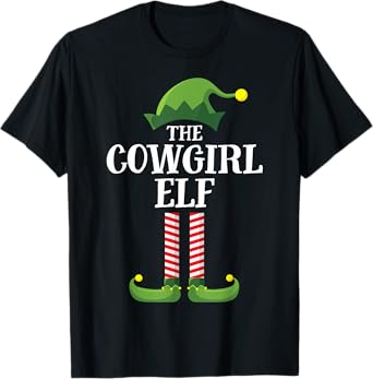 Cowgirl Elf Matching Family Group Christmas Party Pyjamas T-Shirt
