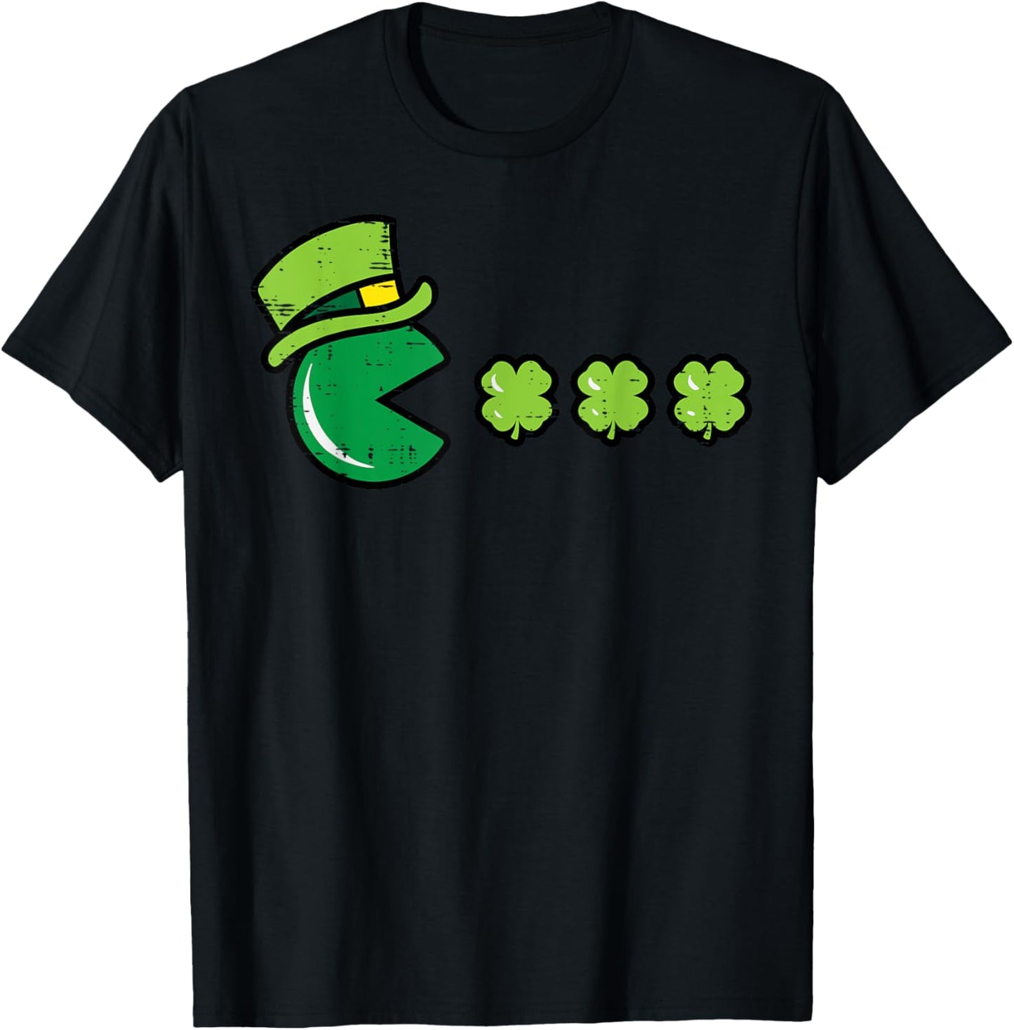 St Patricks Day Eating Shamrock Retro Gamer Men Boys Kids T-Shirt
