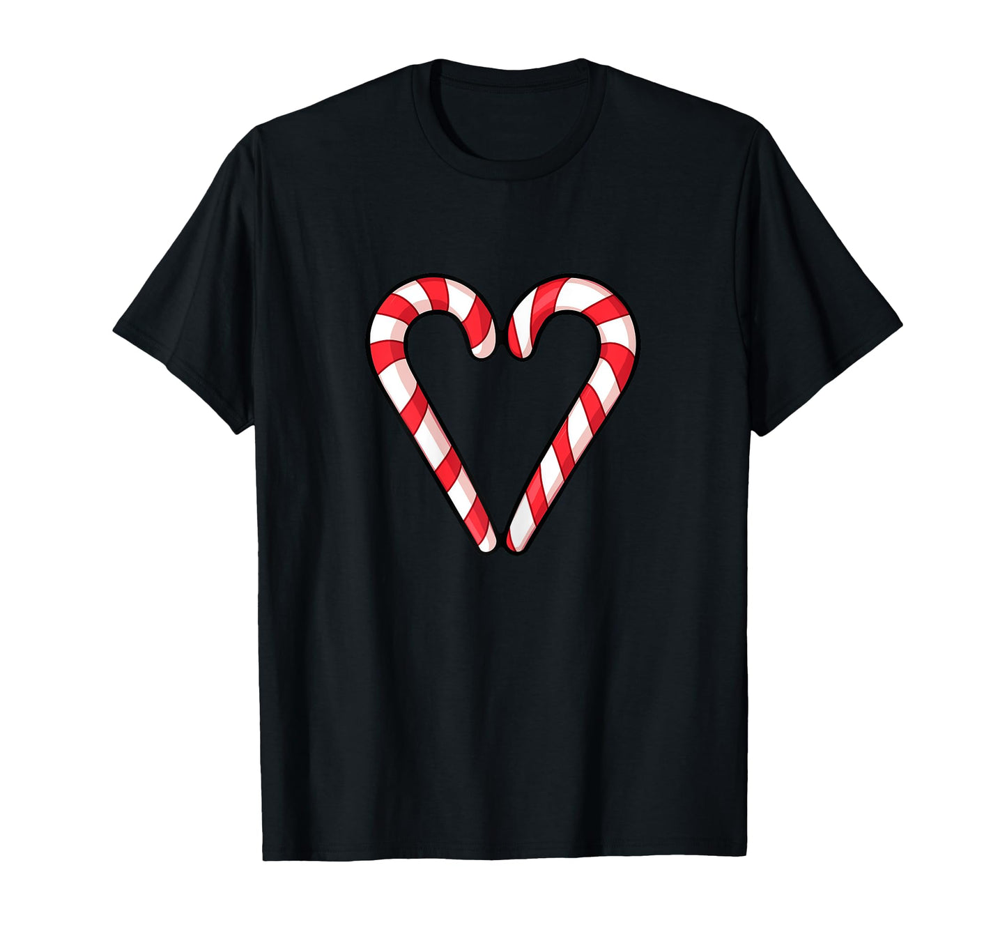 Candy Cane Heart Christmas Cute Holiday Red White Stripe T-Shirt