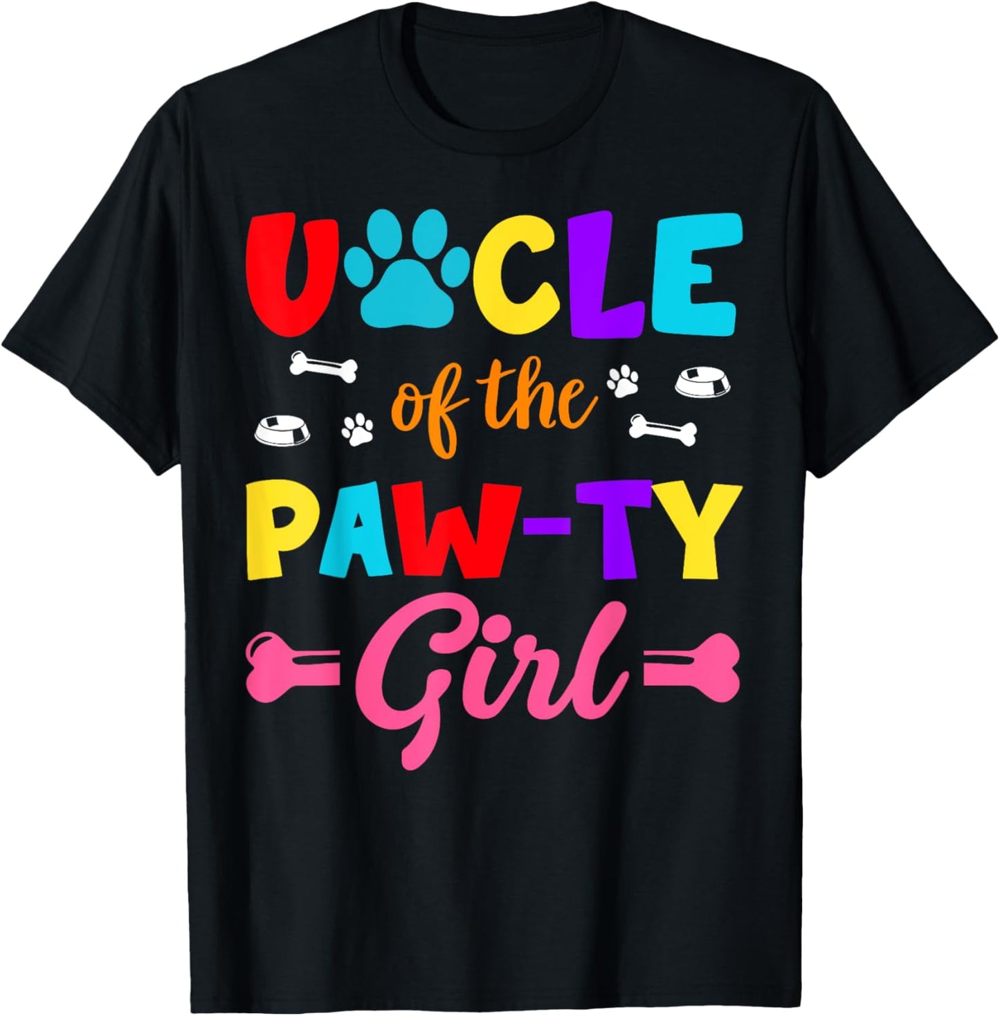 Uncle Of The Paw-ty Girl Dog Family Matching Party T-Shirt