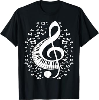 Treble Clef Keyboard Classical Music Notes Pianist Piano T-Shirt
