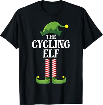 Cycling Elf Matching Family Group Christmas Party Pyjamas T-Shirt