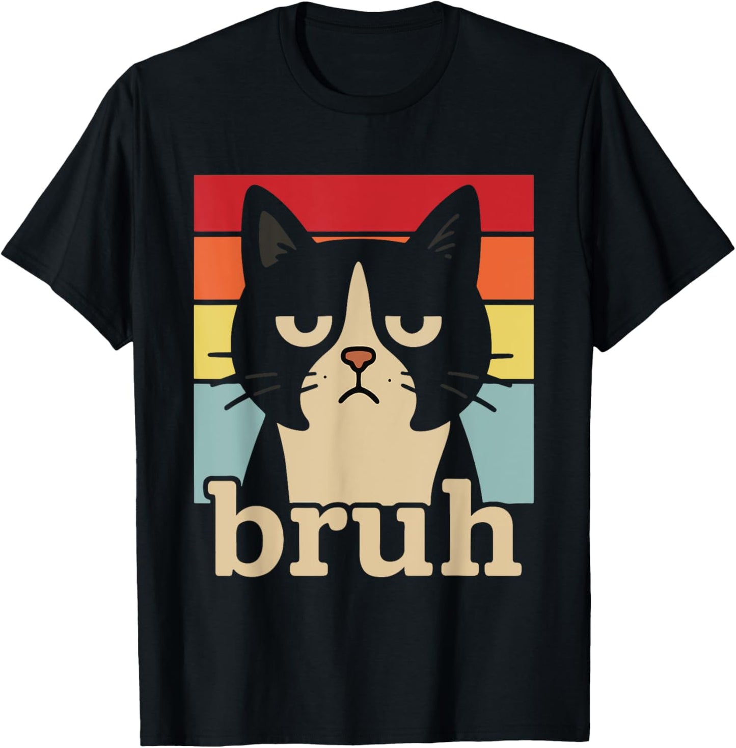 Cat Bruh Funny Sarcastic Black Cat Vintage Bruh Meme T-Shirt