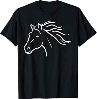 Minimal Horse Head Animal Riding Equestrian Men Women Kids T-Shirt