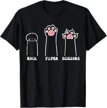 Rock Paper Scissors Hand Game Cute Paw Pet Lover Funny Cat T-Shirt