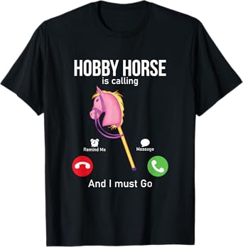 Funny Hobby Horsing Gifts For Hobby Horse Riders Unisex-Adult Black Cotton Blend T-Shirt Small Classic Fit Short Sleeve