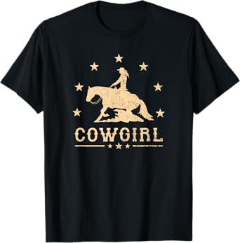 Western Rider Reining Quarter Horse Sliding Stop Cowgirl T-Shirt