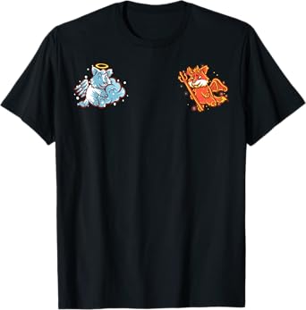Fox Angel and Devil Nerd Geek Good Bad Foxes Funny Animal T-Shirt