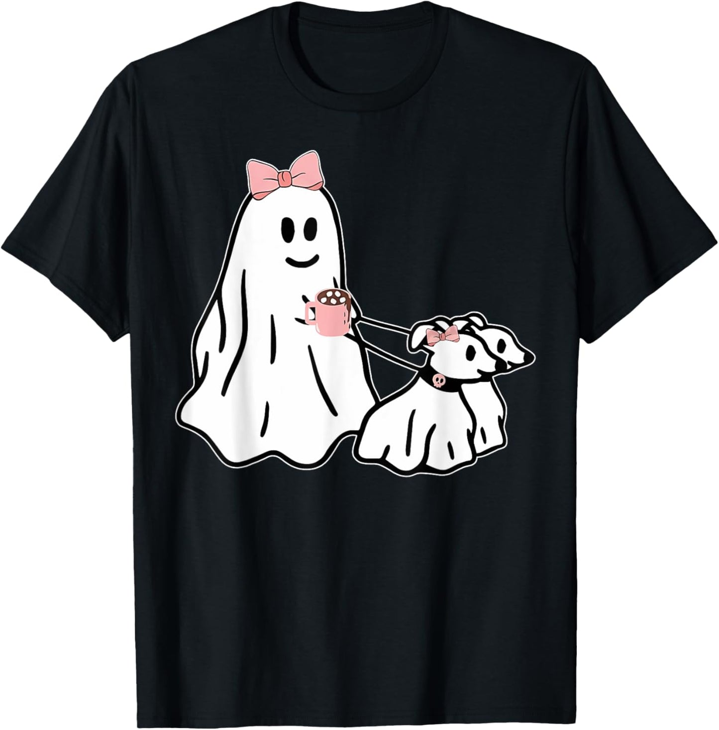 Funny Ghost Walking Dog Spooky Season Halloween Coquette T-Shirt