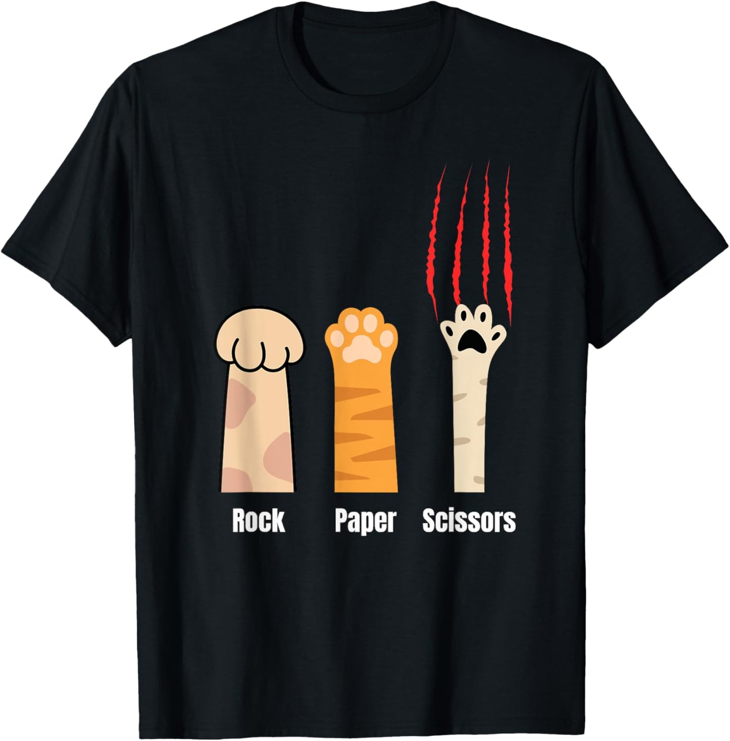 Rock Paper Scissors Cat Paws Funny Cats Scratch T-Shirt