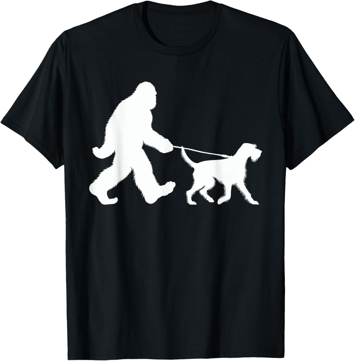 Bigfoot Walking a Dog Funny German Wirehaired Pointer Lovers T-Shirt