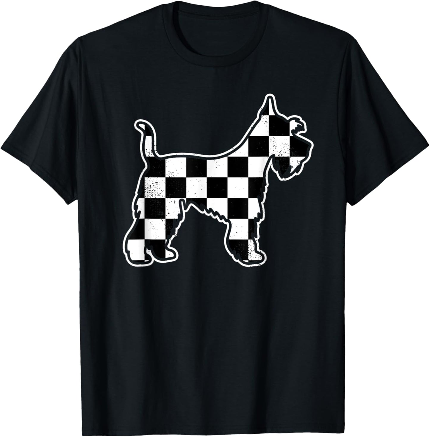 Checkered Dog Schnauzer Retro Vintage Checkered Schnauzer T-Shirt