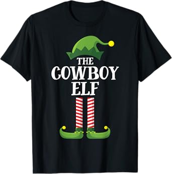 Cowboy Elf Matching Family Group Christmas Party Pyjamas T-Shirt