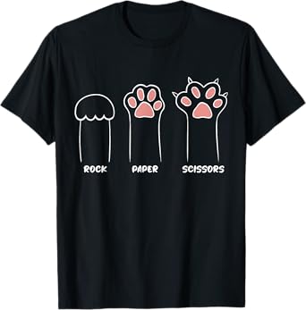 Rock Paper Scissors Cat Paws Cat Lover Funny Cat T-Shirt