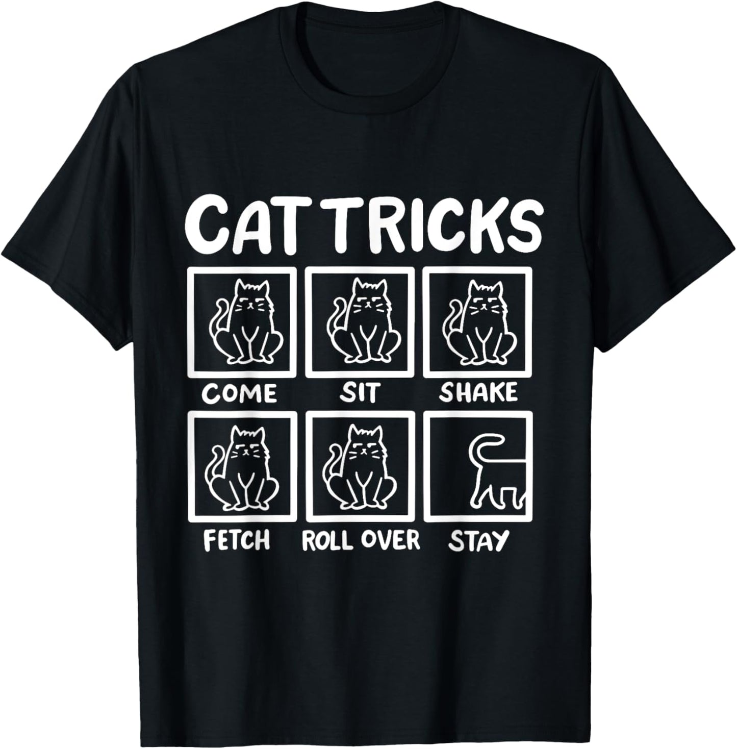 Cat Tricks T-Shirt Unisex-Adults, Unisex-Kids Black Short Sleeve Classic Fit Cotton, Polyester T-Shirt
