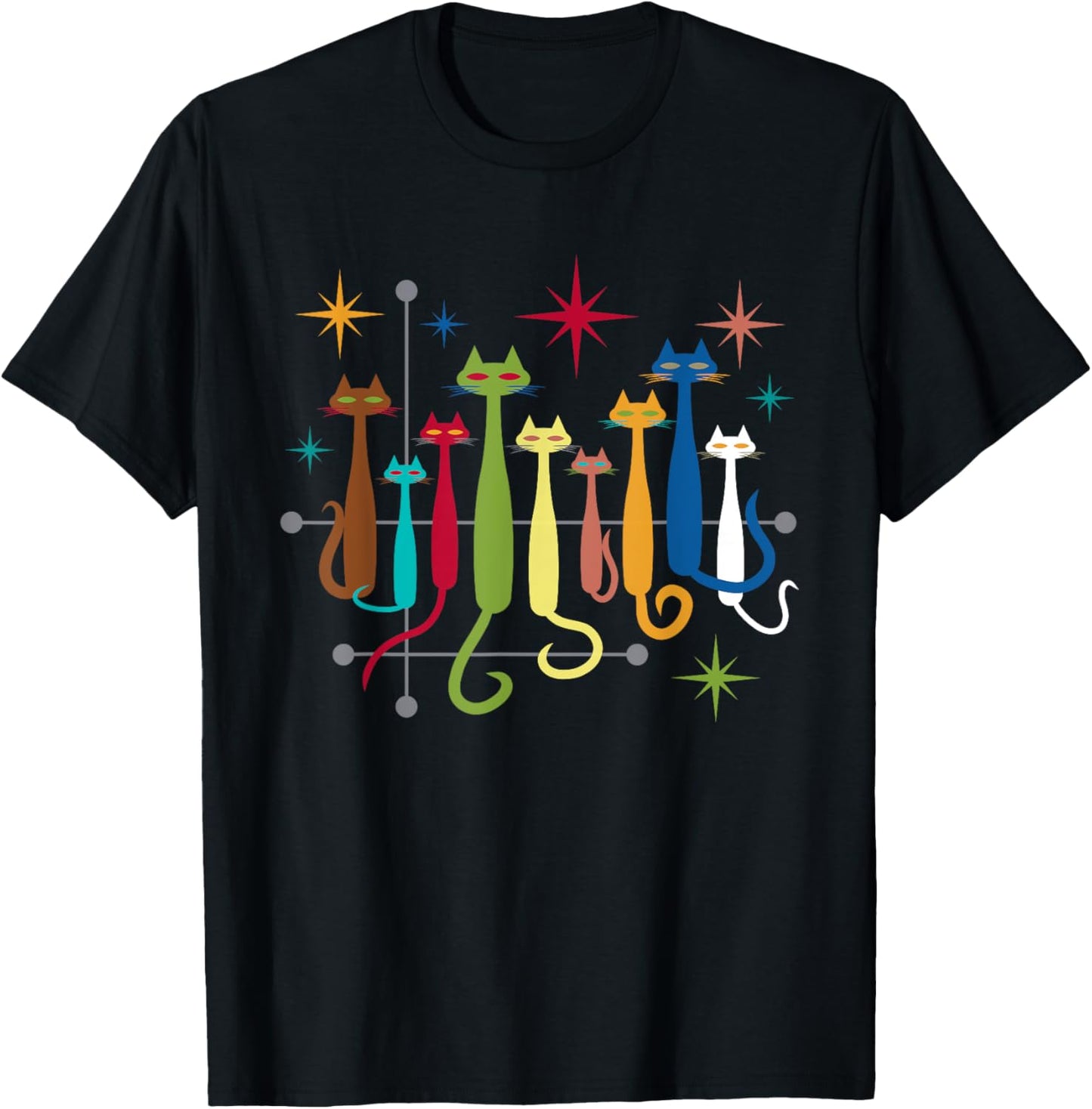Vintage Retro Mid-Century Modern Look Cats 50s 60s Style T-Shirt