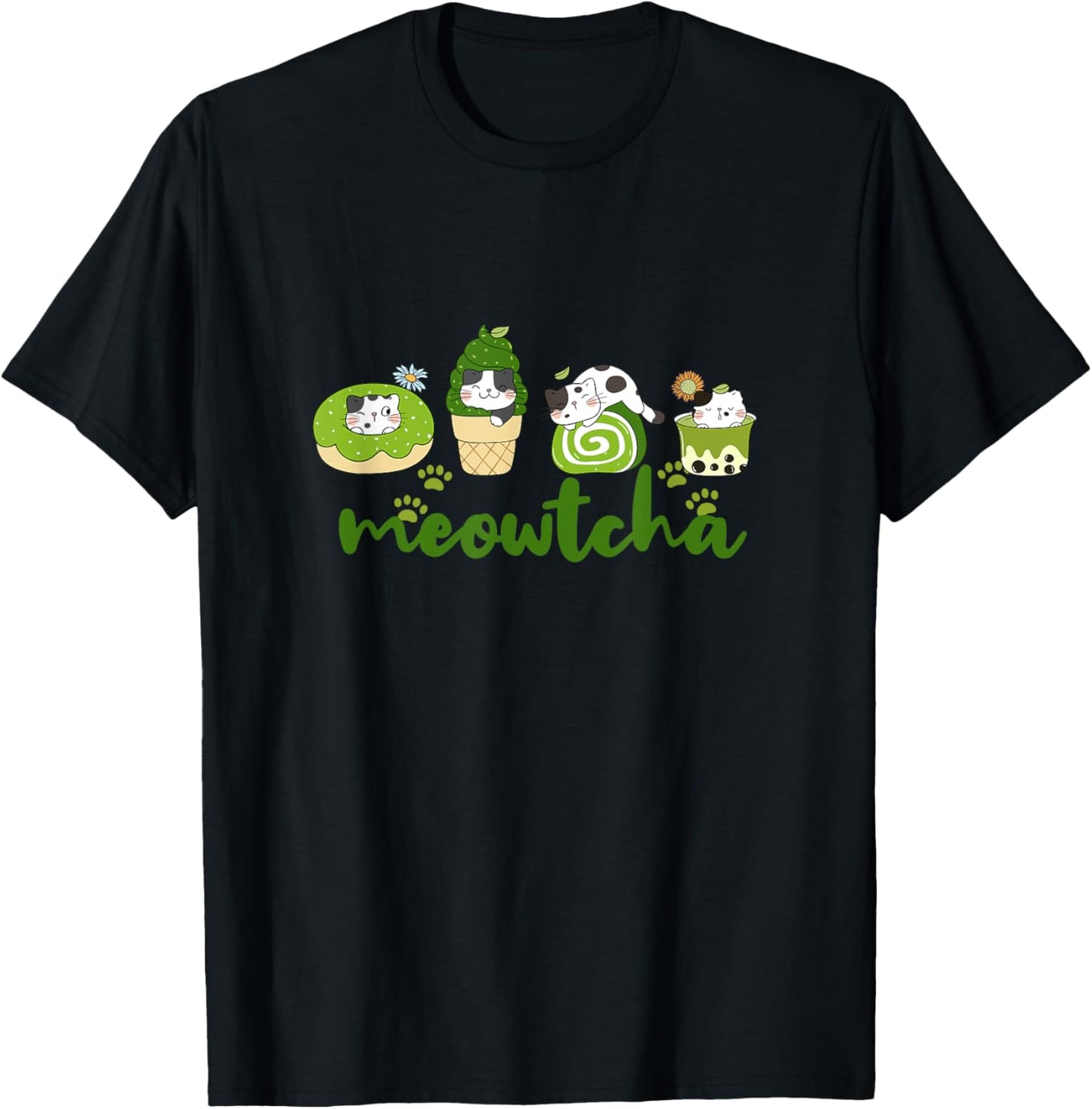Matcha and Cat Lovers Cute Cat Matcha Men Women T-Shirt