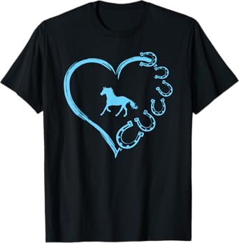 Funny Horseshoe Heart Cute Horse Mom Horseback Riding T-Shirt
