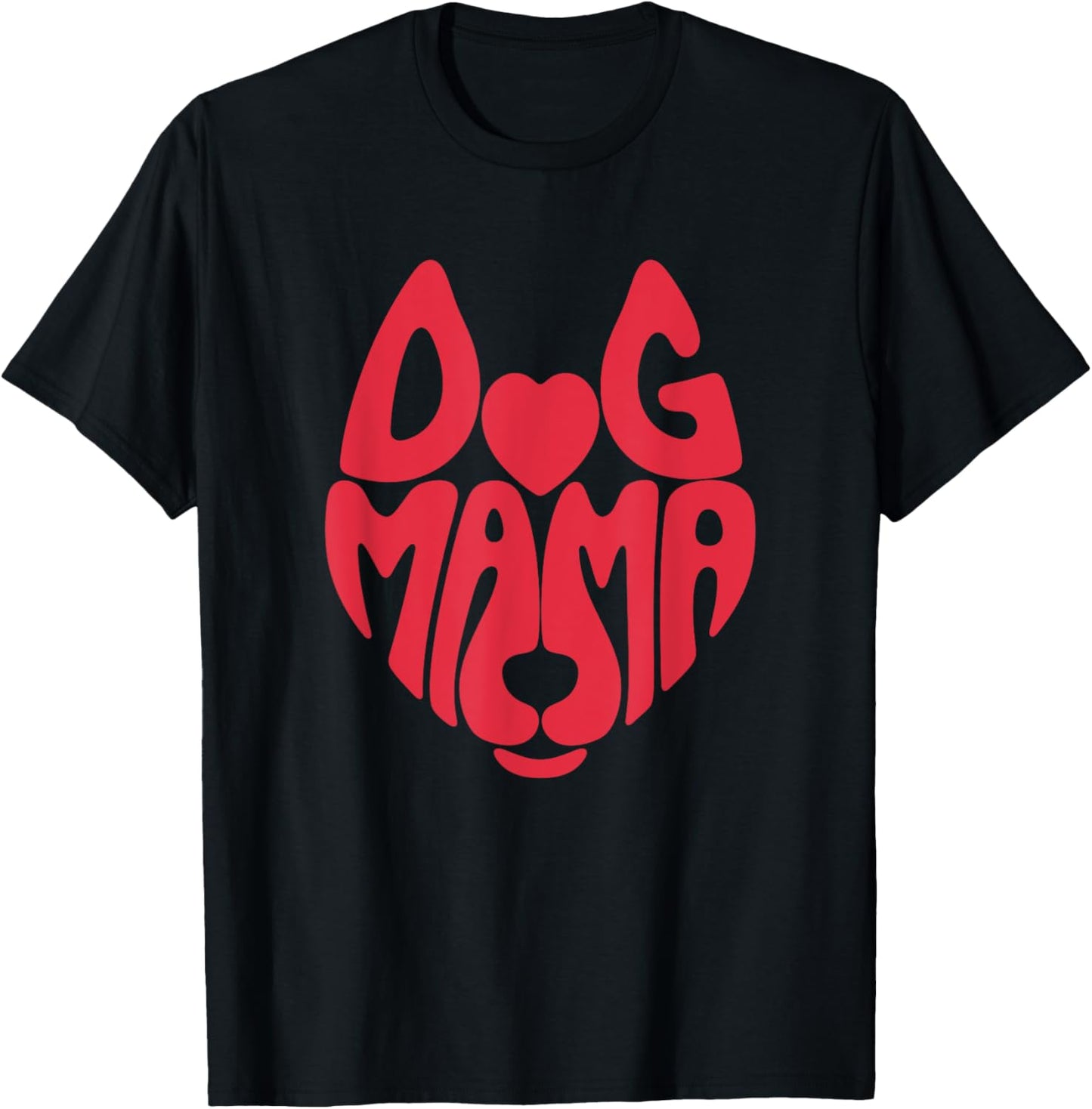 Dog Mama Retro Heart Groovy Cute Dog Face Pet Owner Dog Mom T-Shirt