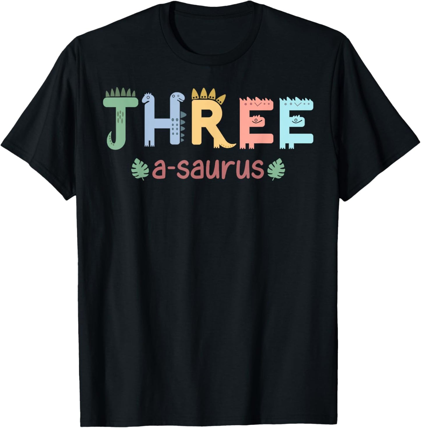 3 Years Old Three Saurus Funny Dinosaur Family Birthday Boys T-Shirt