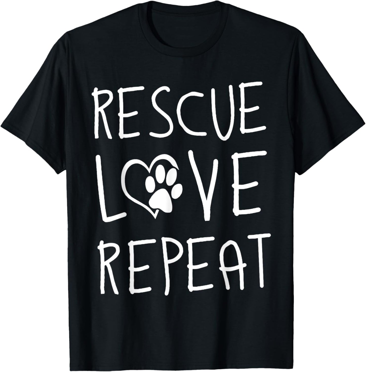 Rescue Love Repeat Dog Lover T-Shirt