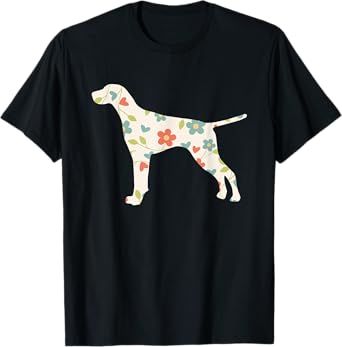 German Shorthair Pointer Dog Flower Silhouette T-Shirt