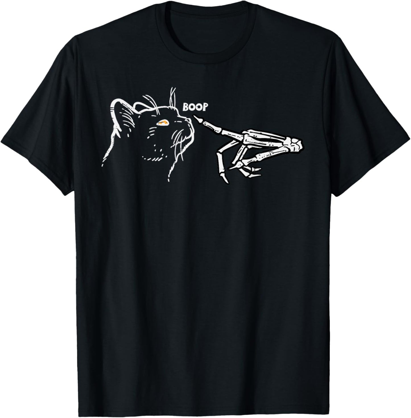 Black Cat Skeleton Hand Boop Halloween Pet Women Girls Kids T-Shirt