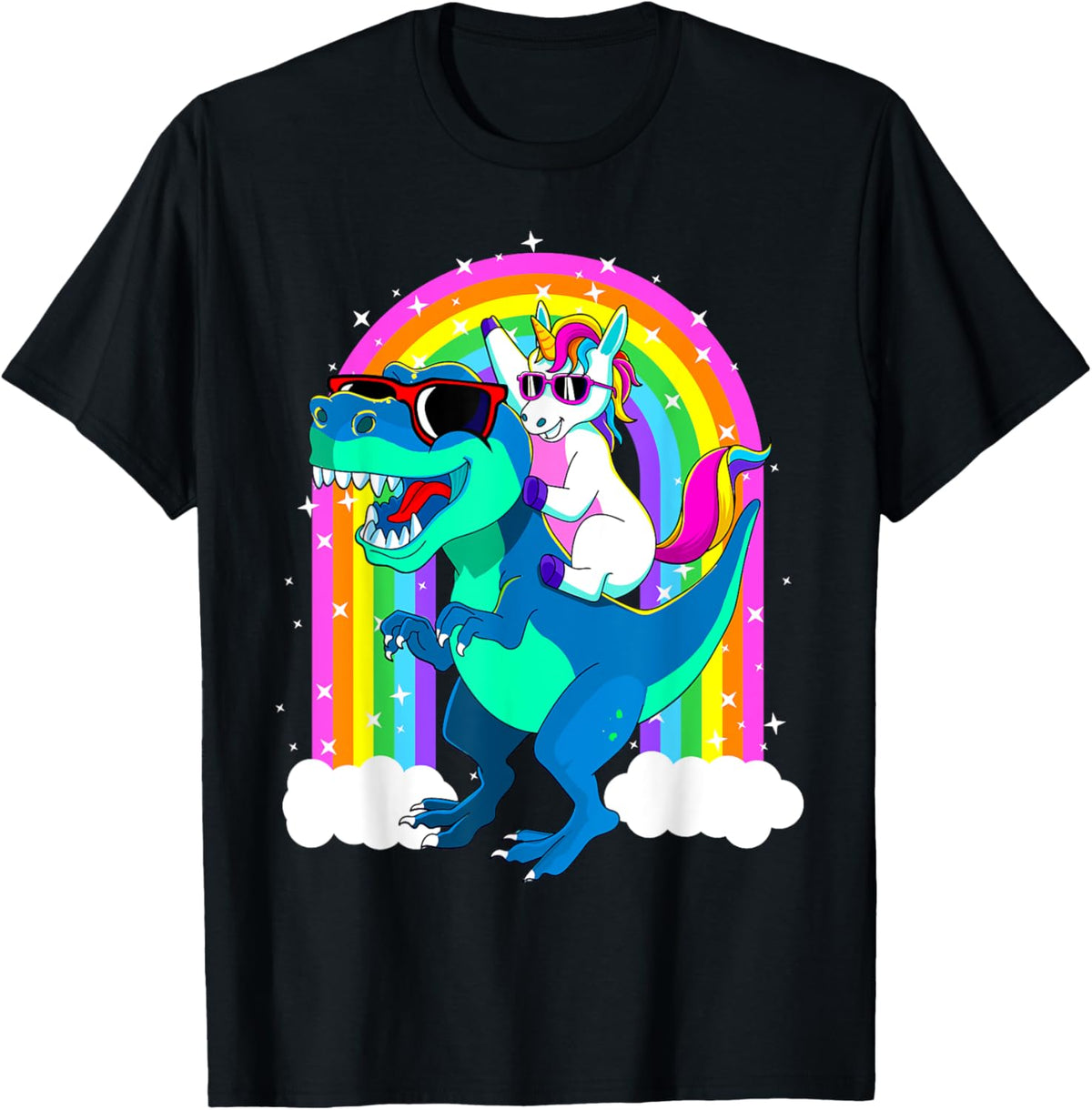 Unicorn Riding Trex Dinosaur Gift Girls Boys Kids Men Women T-Shirt