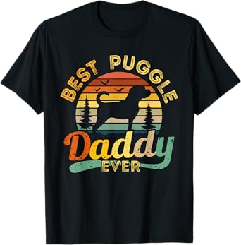 Puggle Dad Best Daddy Dog Lover Retro Vintage Gift T-Shirt for Men Women Girls Kids