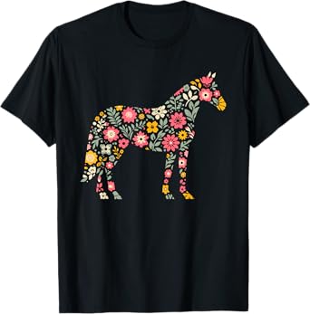Floral FLower Horse Mom Grandma Womens Mothers Day T-Shirt