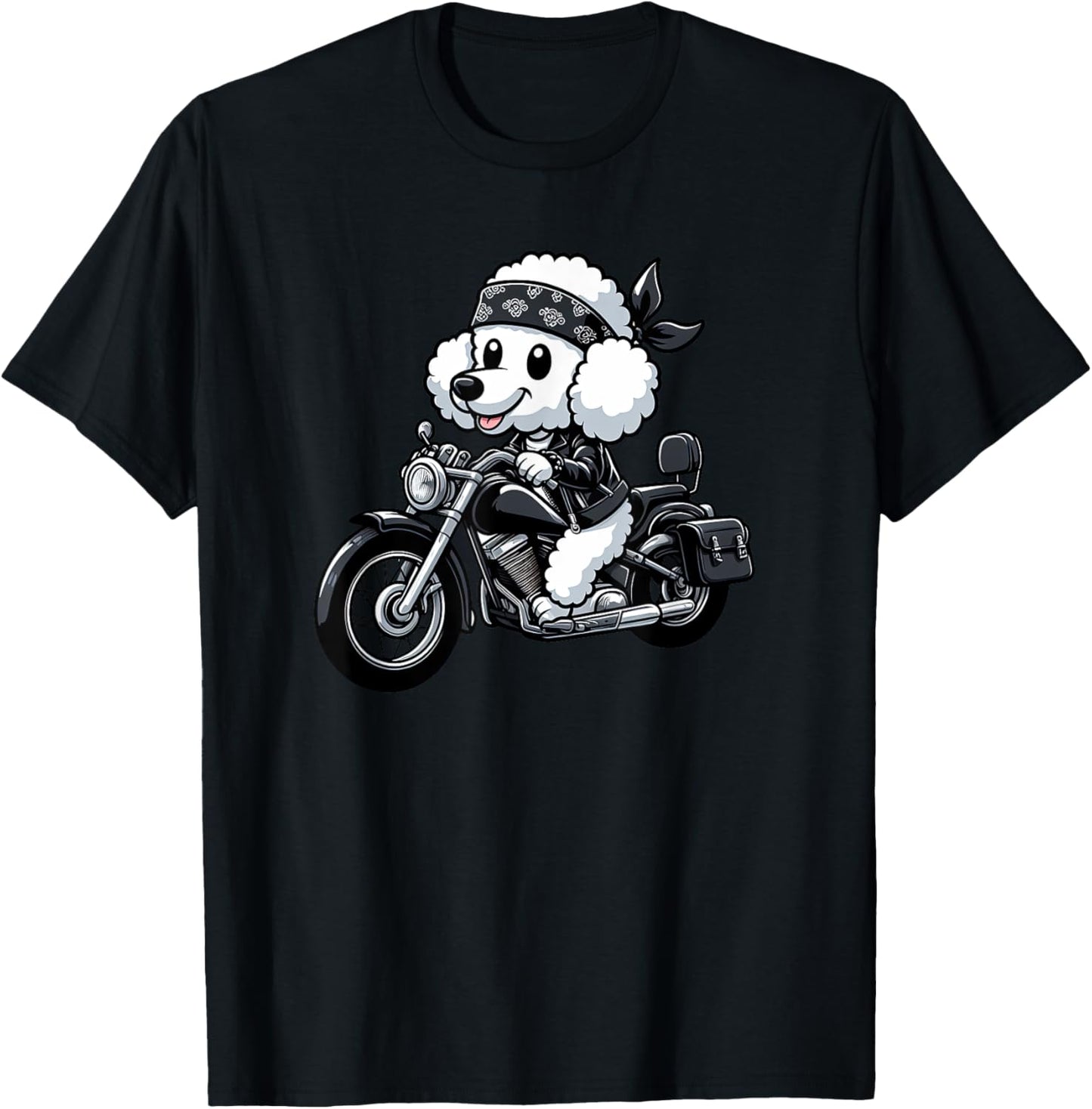 Poodle Biker Funny Dog Motorcycle T-Shirt