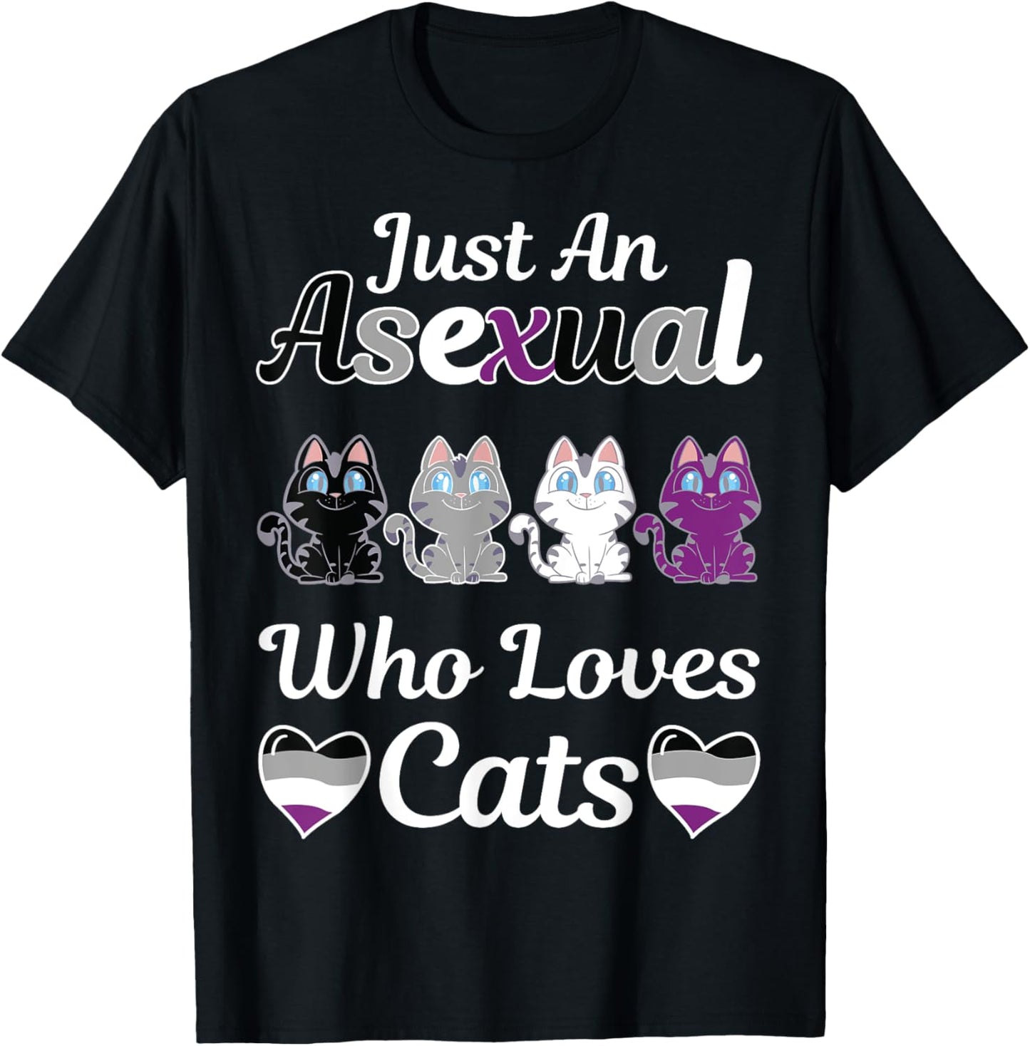 Just An Asexual Who Loves Cats Kawaii Cat Asexuality Pride T-Shirt