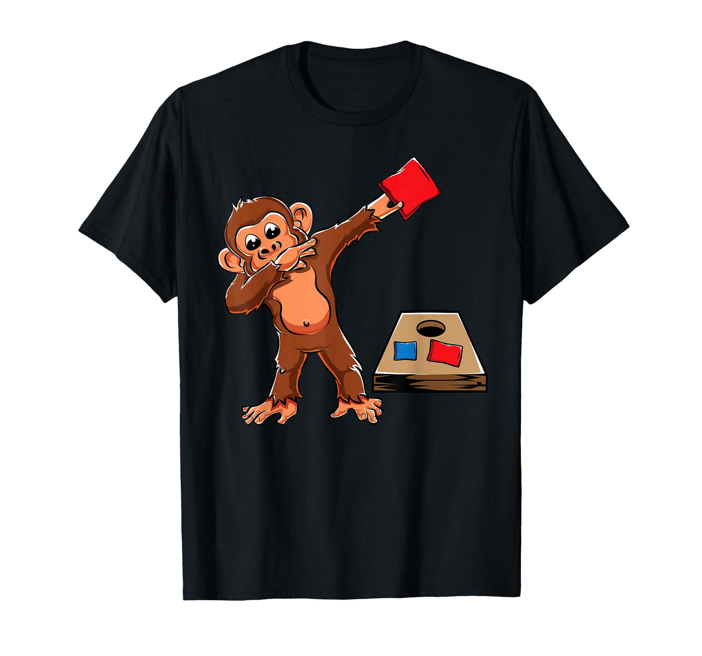 Cute Dabbing Monkey Cornhole Boys Birthday Girls Corn Hole T-Shirt