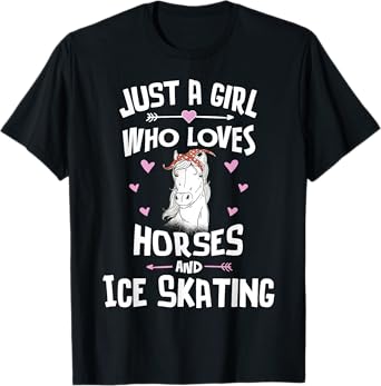 Horses And Ice Skating Gifts for Girls Women T-Shirt