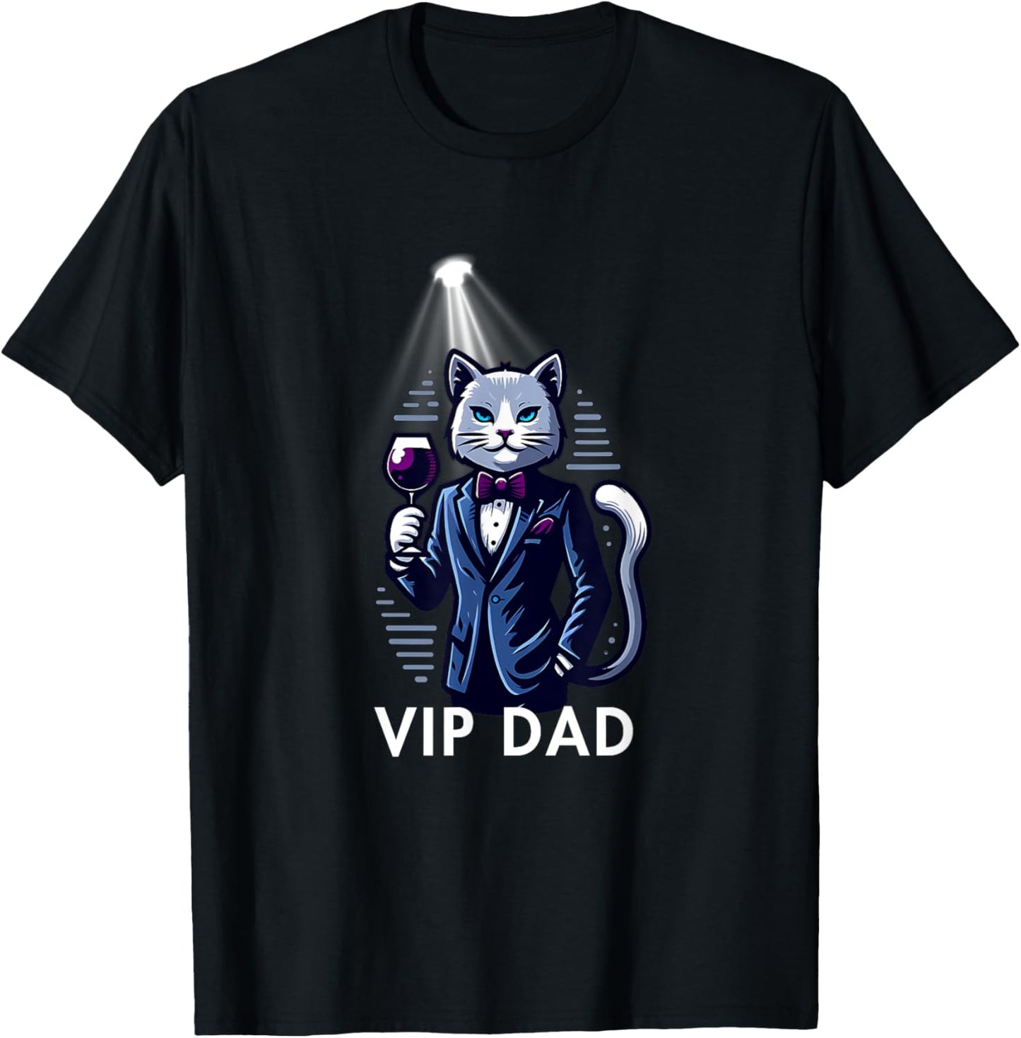 VIP Dad Elegant Cat in Suit with Wine T-Shirt