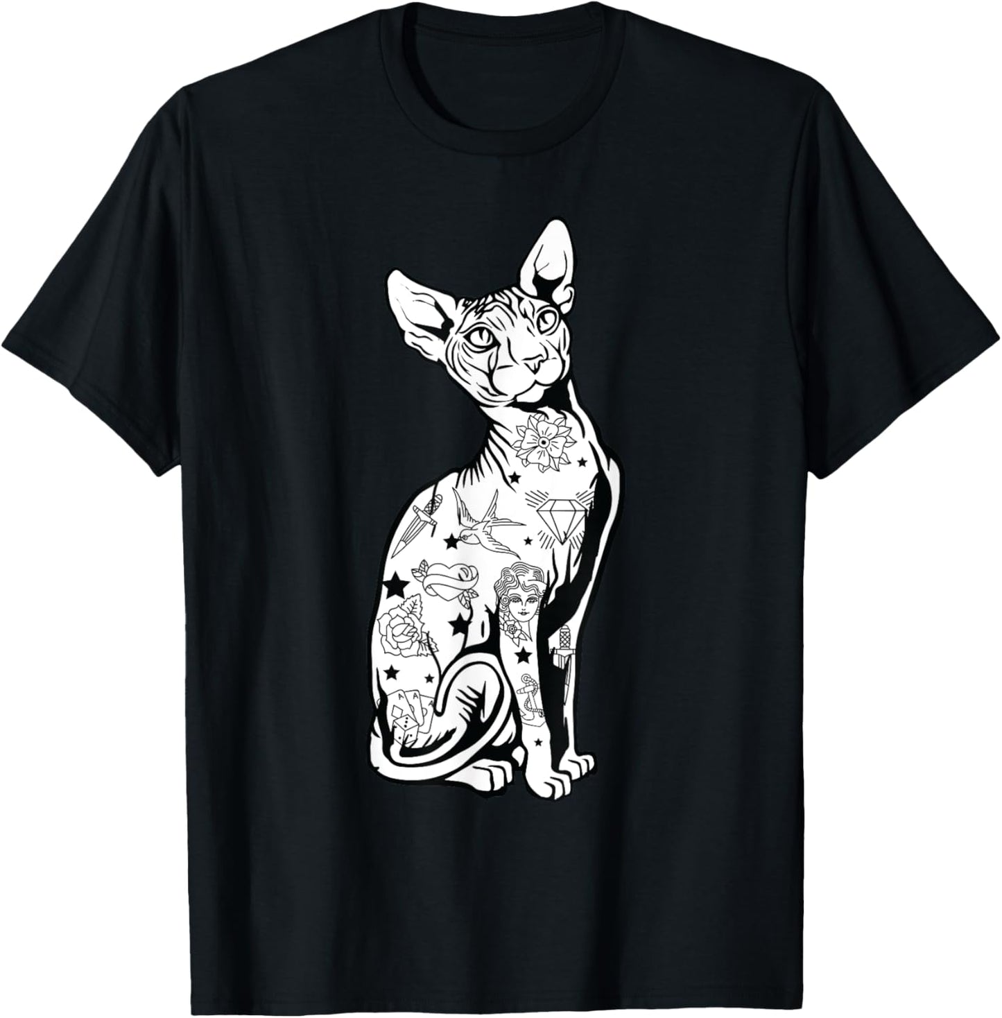 Goth Sphynx Hairless Cat Lovers with Tattoos T-Shirt