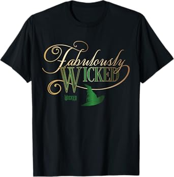 Wicked Fabulously Wicked Elphaba T-Shirt - Unisex-Adult, Black, Small, Short Sleeve, T-Shirt, Letter Print
