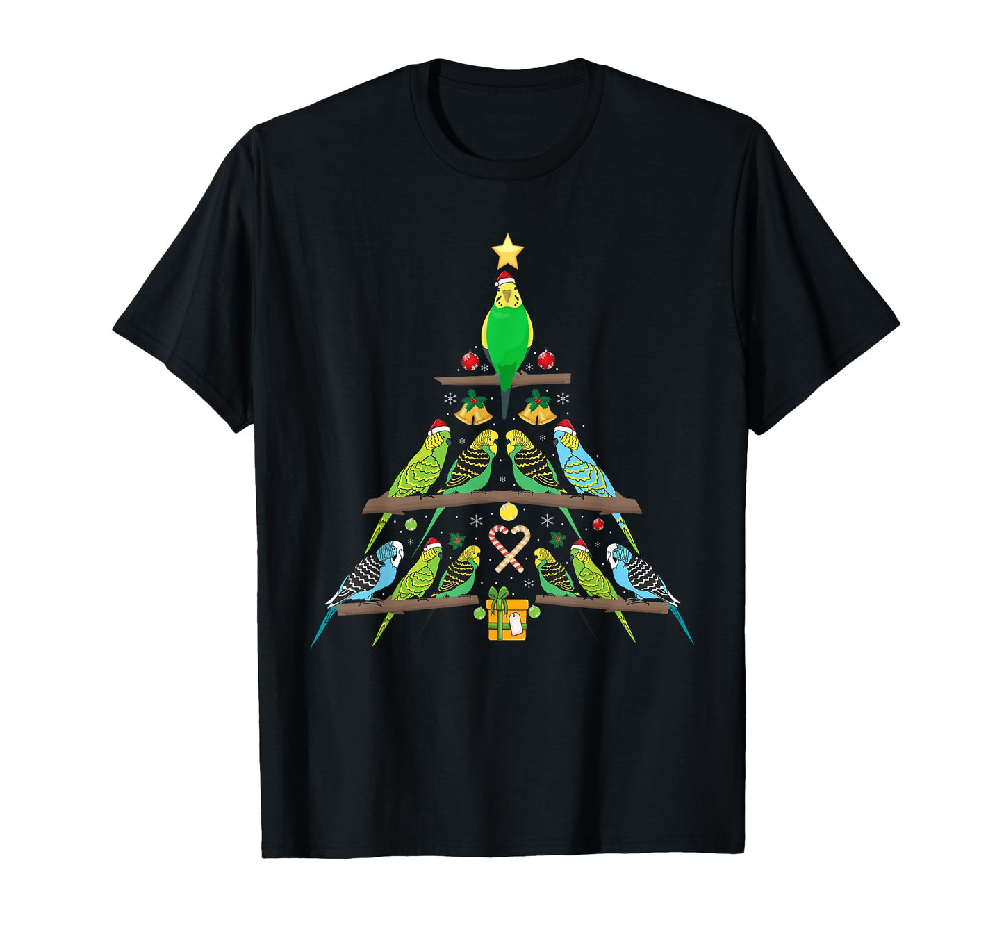 Budgie Christmas Tree Bird Christmas T-Shirt