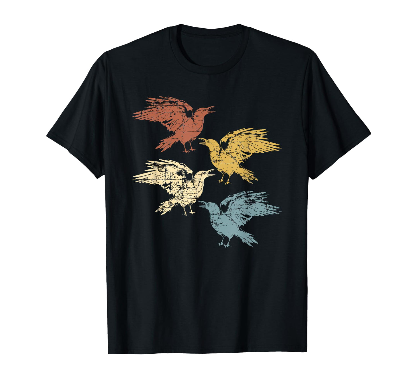 Black Crow Forest Animal Bird Gothic Spooky Retro Raven T-Shirt