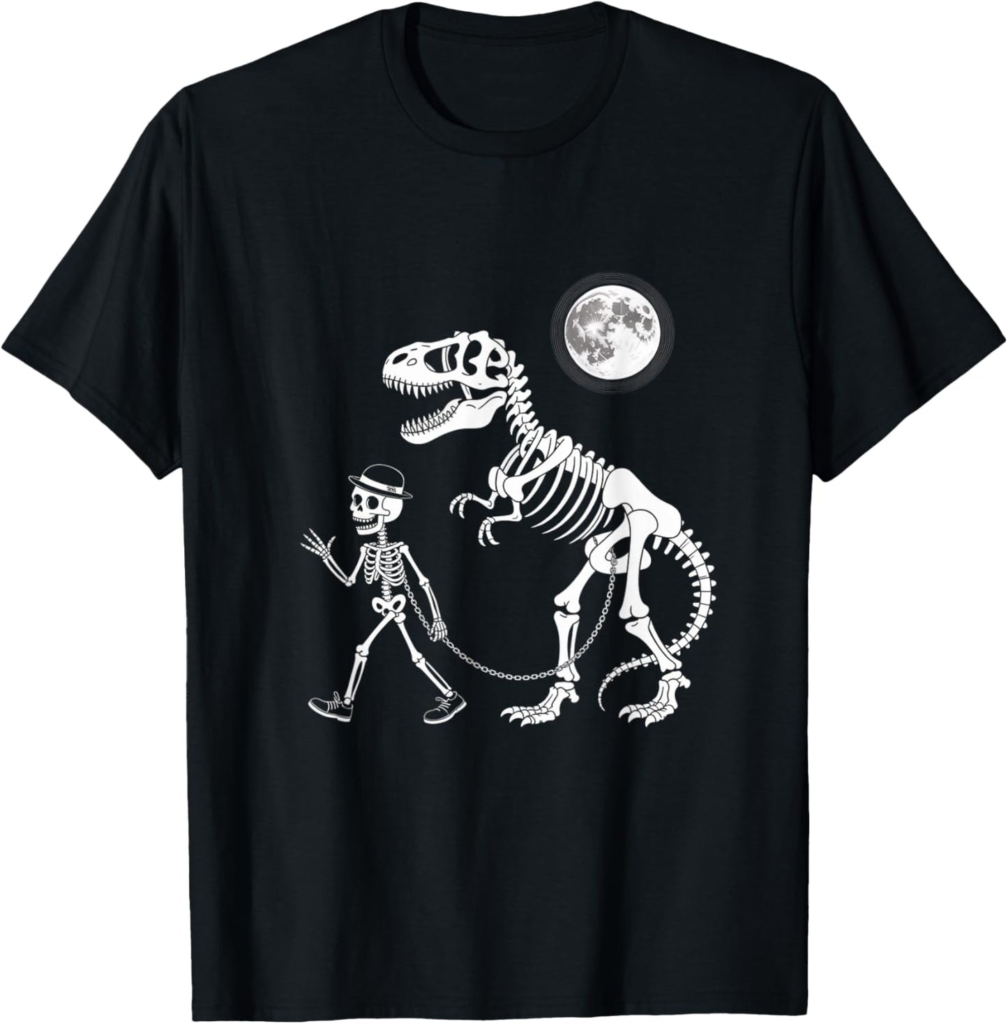 Skeleton Riding Dinosaur T Rex Halloween Trick or Roar T-Shirt