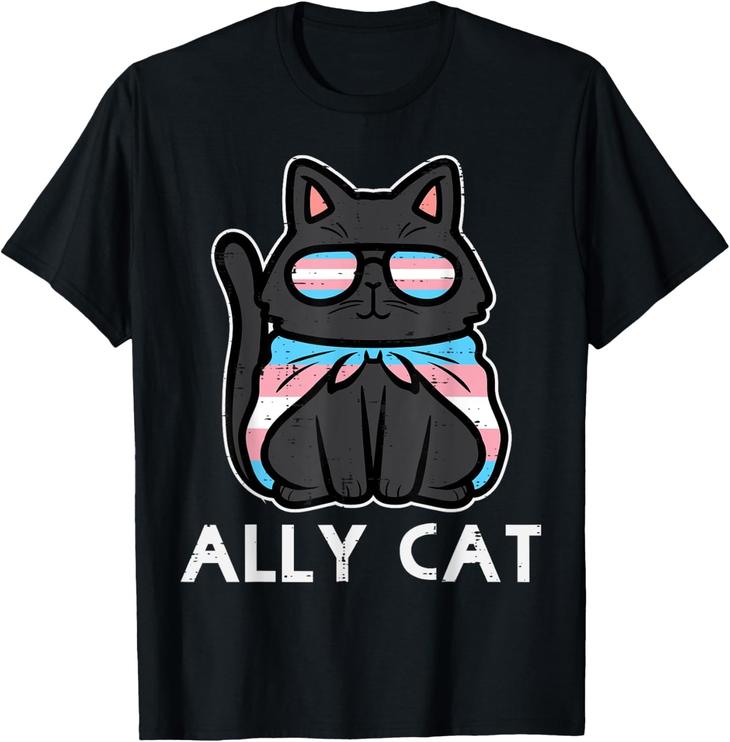 Transgender Ally Cat Trans Pride Flag LGBTQ Women Girls Kids T-Shirt